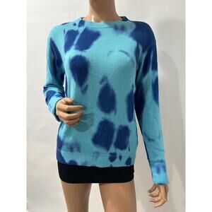 autumn Pure cashmere Sweater Blue Tie Dye Pullover Long Sleeve Size XS